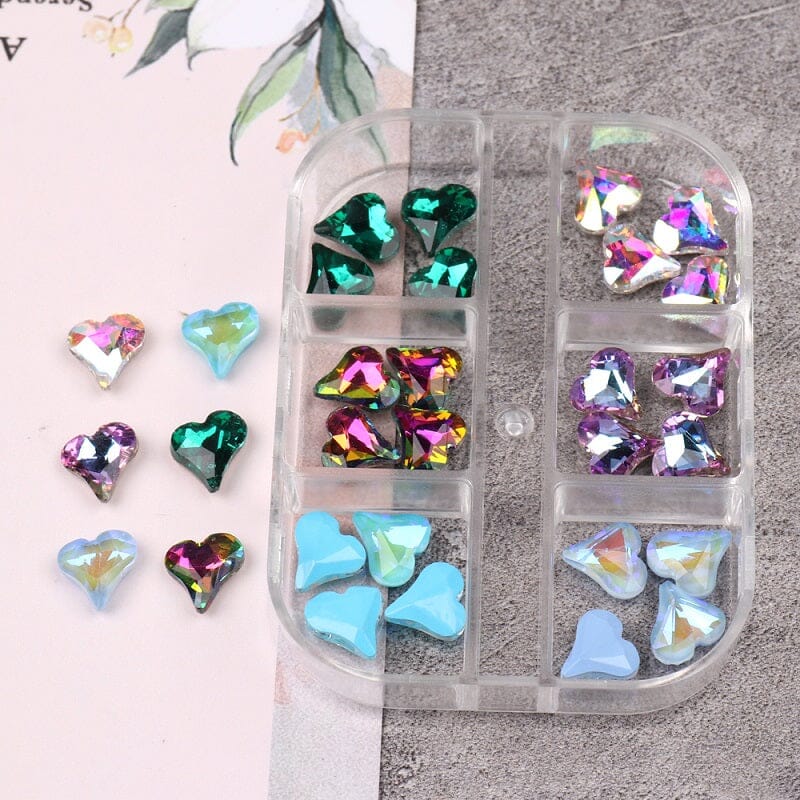 3D Aurora Hearts Nail Art Decoration Tray 6 Colours - Image 2