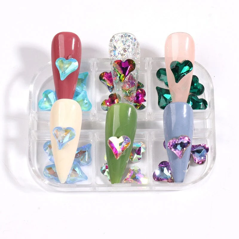 3D Aurora Hearts Nail Art Decoration Tray 6 Colours - Image 3