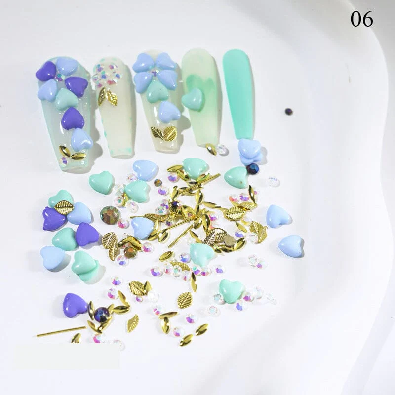 3D Love Hearts and Flowers Nail Art Decoration - Image 10