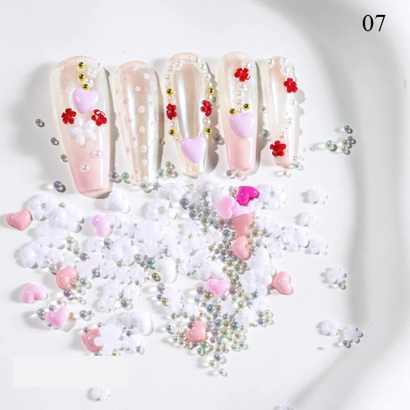 3D Love Hearts and Flowers Nail Art Decoration - Image 11