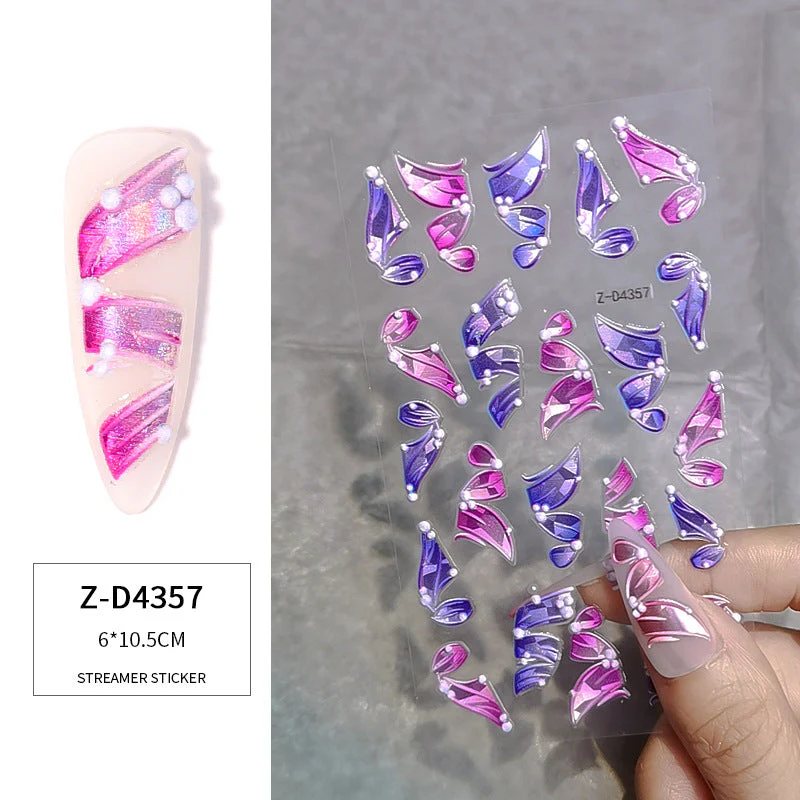 3D Multicolour Ribbon Nail Art Stickers - Image 11