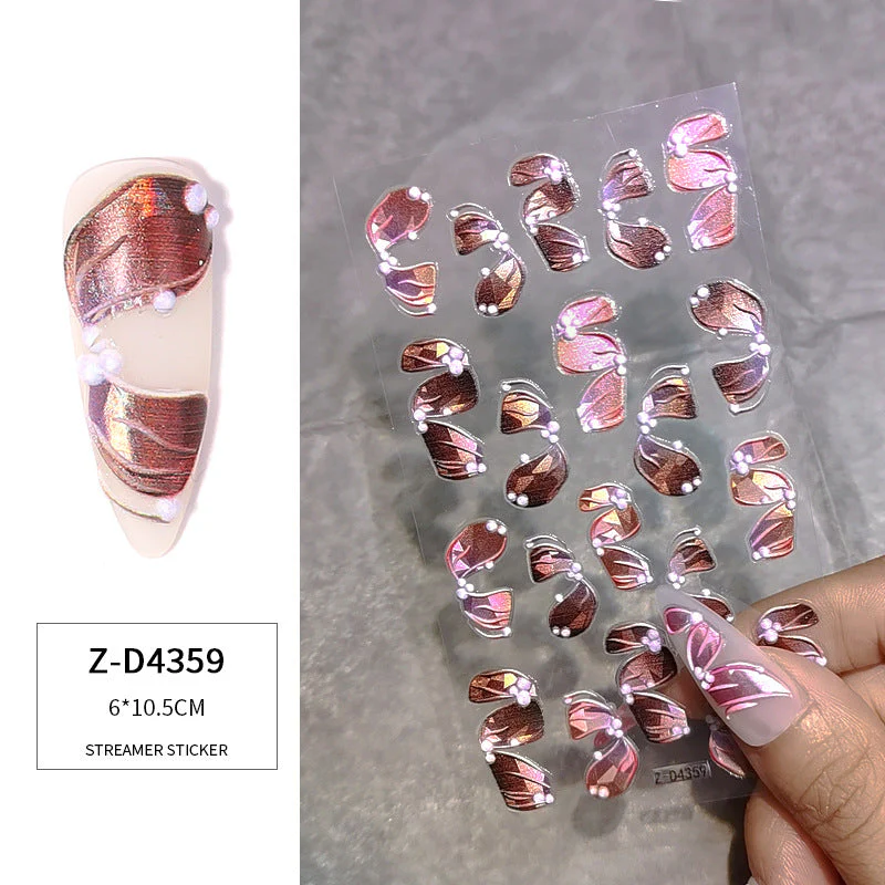 3D Multicolour Ribbon Nail Art Stickers - Image 13