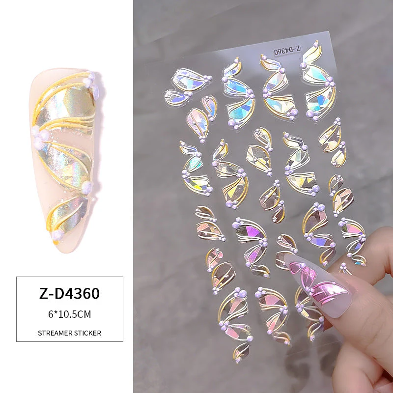 3D Multicolour Ribbon Nail Art Stickers - Image 14