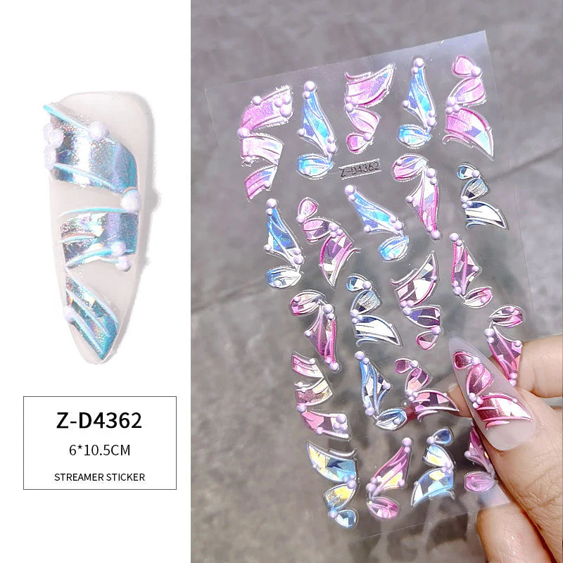 3D Multicolour Ribbon Nail Art Stickers - Image 15
