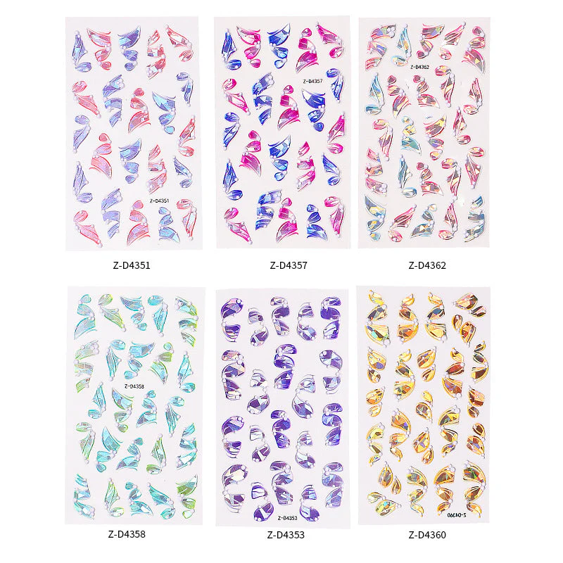 3D Multicolour Ribbon Nail Art Stickers - Image 3
