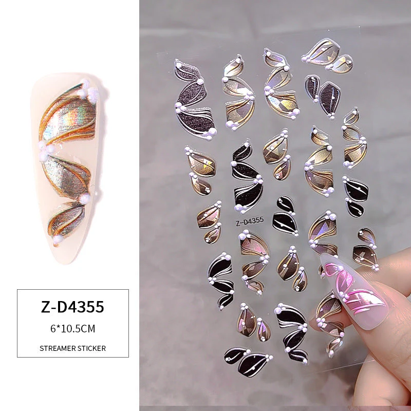 3D Multicolour Ribbon Nail Art Stickers - Image 9