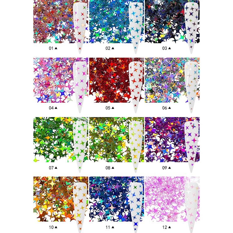 4 Angles Laser Stars - Set 12pcs Jar - Image 3