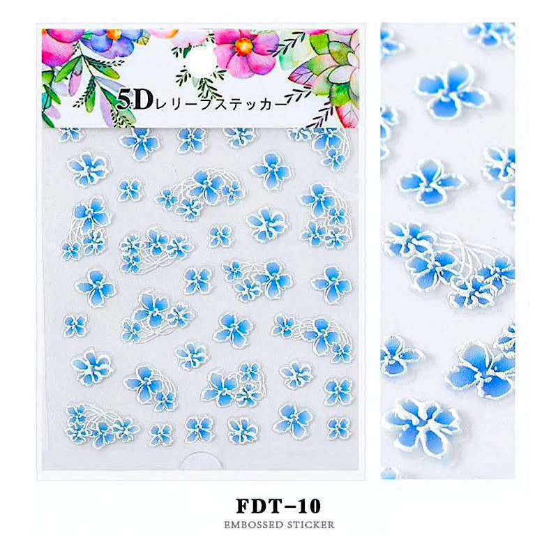 5D Embossed Flowers Nail Art Stickers - Image 12