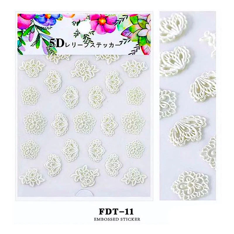 5D Embossed Flowers Nail Art Stickers - Image 13