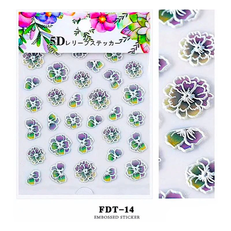 5D Embossed Flowers Nail Art Stickers - Image 16