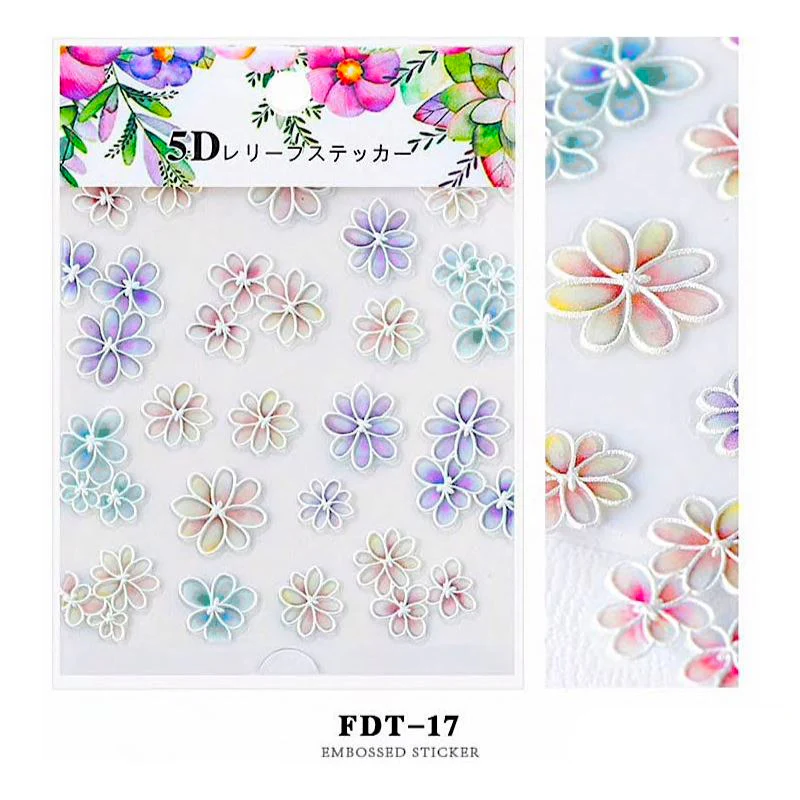 5D Embossed Flowers Nail Art Stickers - Image 19
