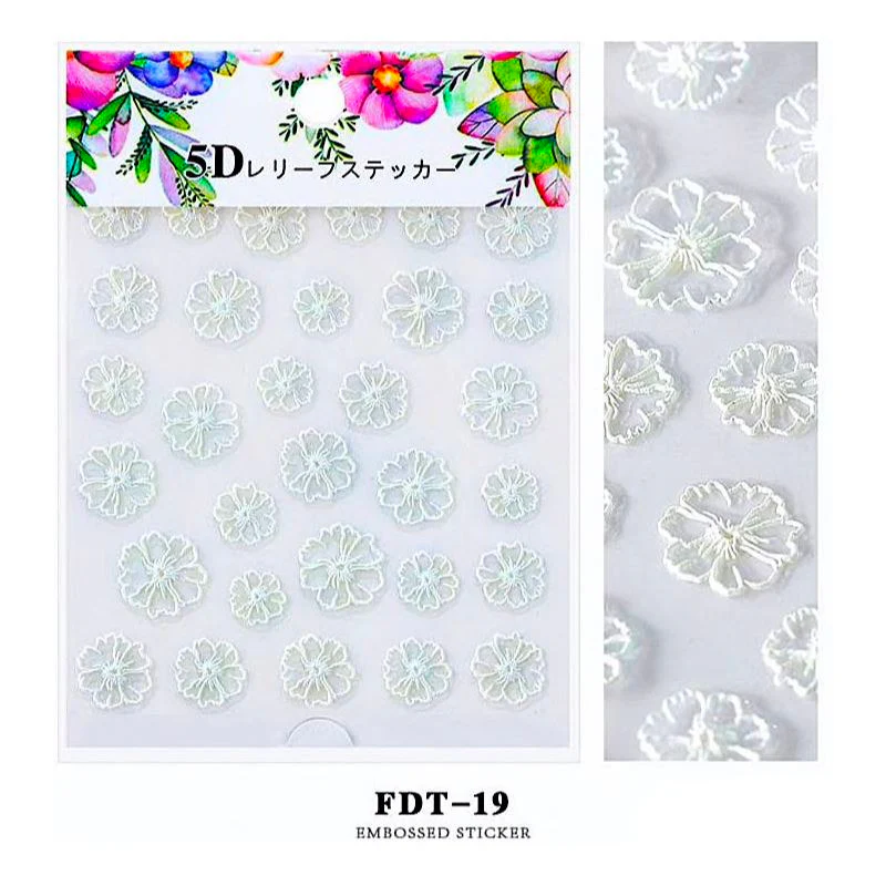 5D Embossed Flowers Nail Art Stickers - Image 21
