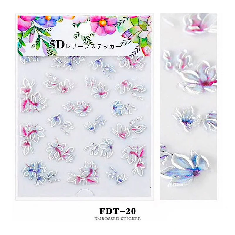 5D Embossed Flowers Nail Art Stickers - Image 22