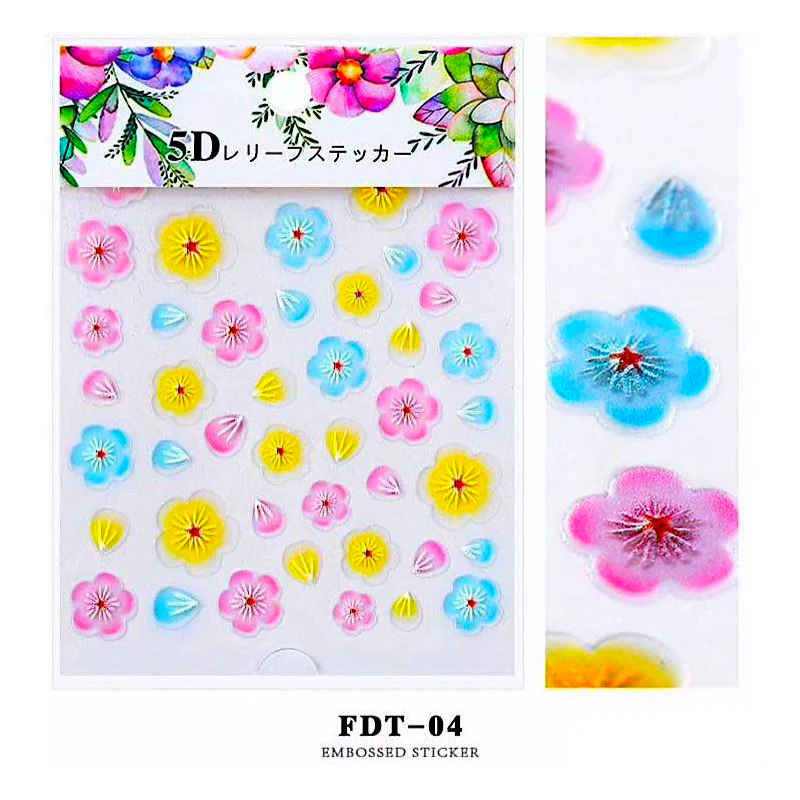 5D Embossed Flowers Nail Art Stickers - Image 6
