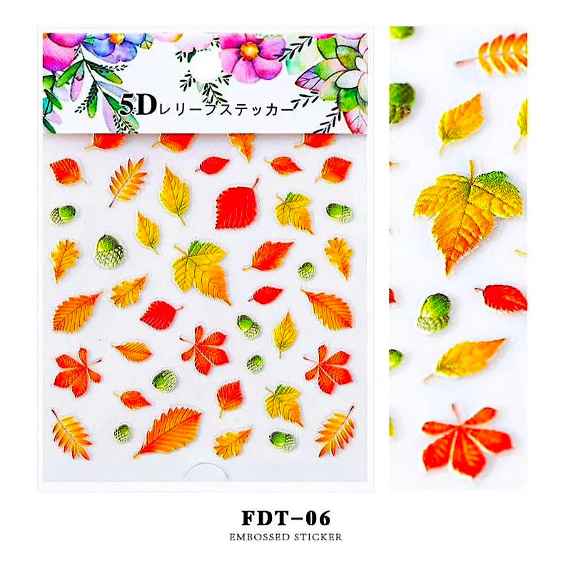 5D Embossed Flowers Nail Art Stickers - Image 8