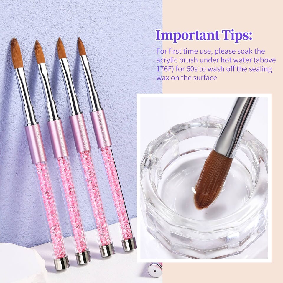 Acrylic Nail Brush Crimped Set 4pcs - Image 5
