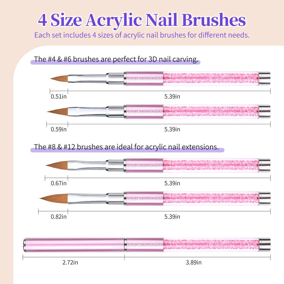 Acrylic Nail Brush Crimped Set 4pcs - Image 6