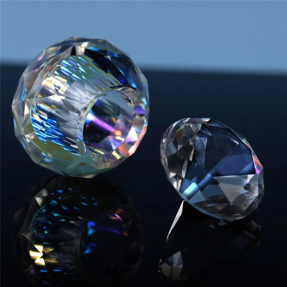 Aurora Crystal Glass Jar 10ml - Round with Diamond Lid - Image 2