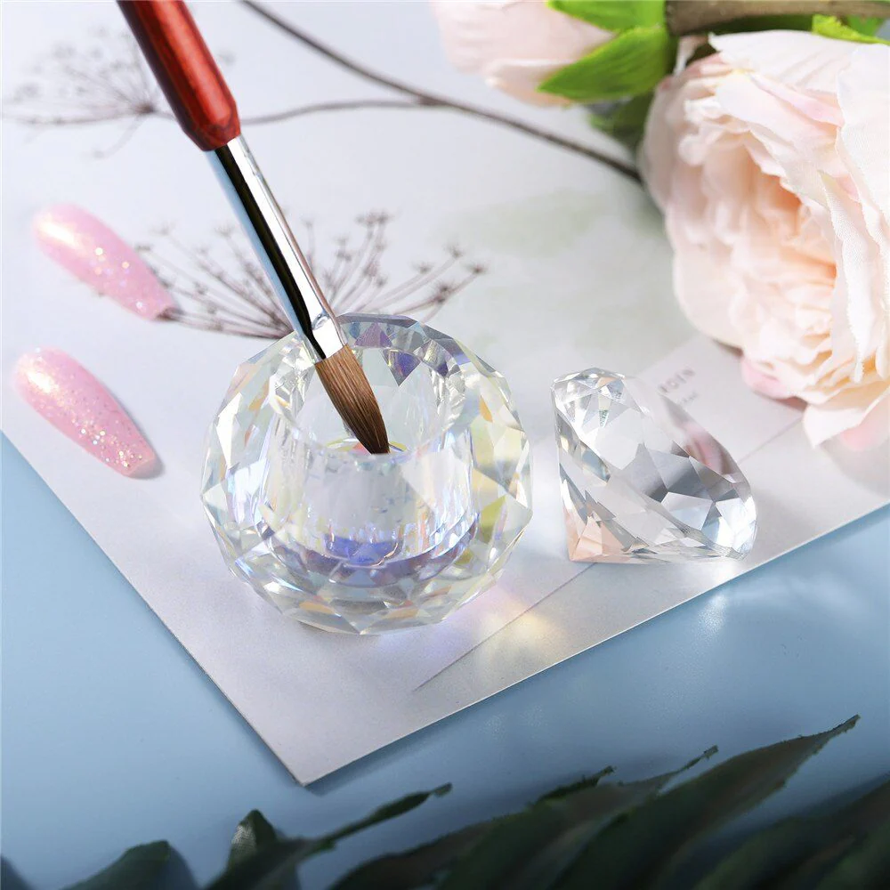 Aurora Crystal Glass Jar 10ml - Round with Diamond Lid - Image 3