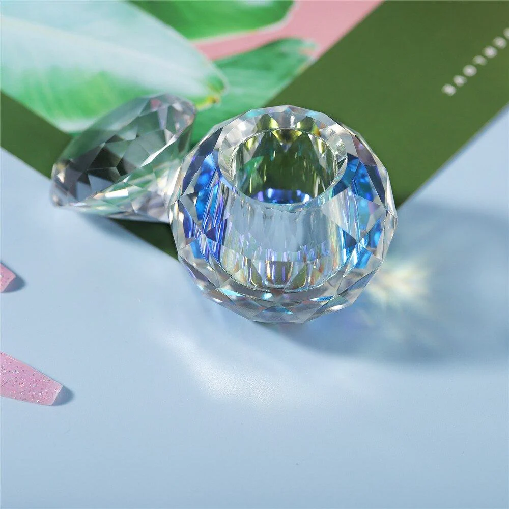 Aurora Crystal Glass Jar 10ml - Round with Diamond Lid - Image 4
