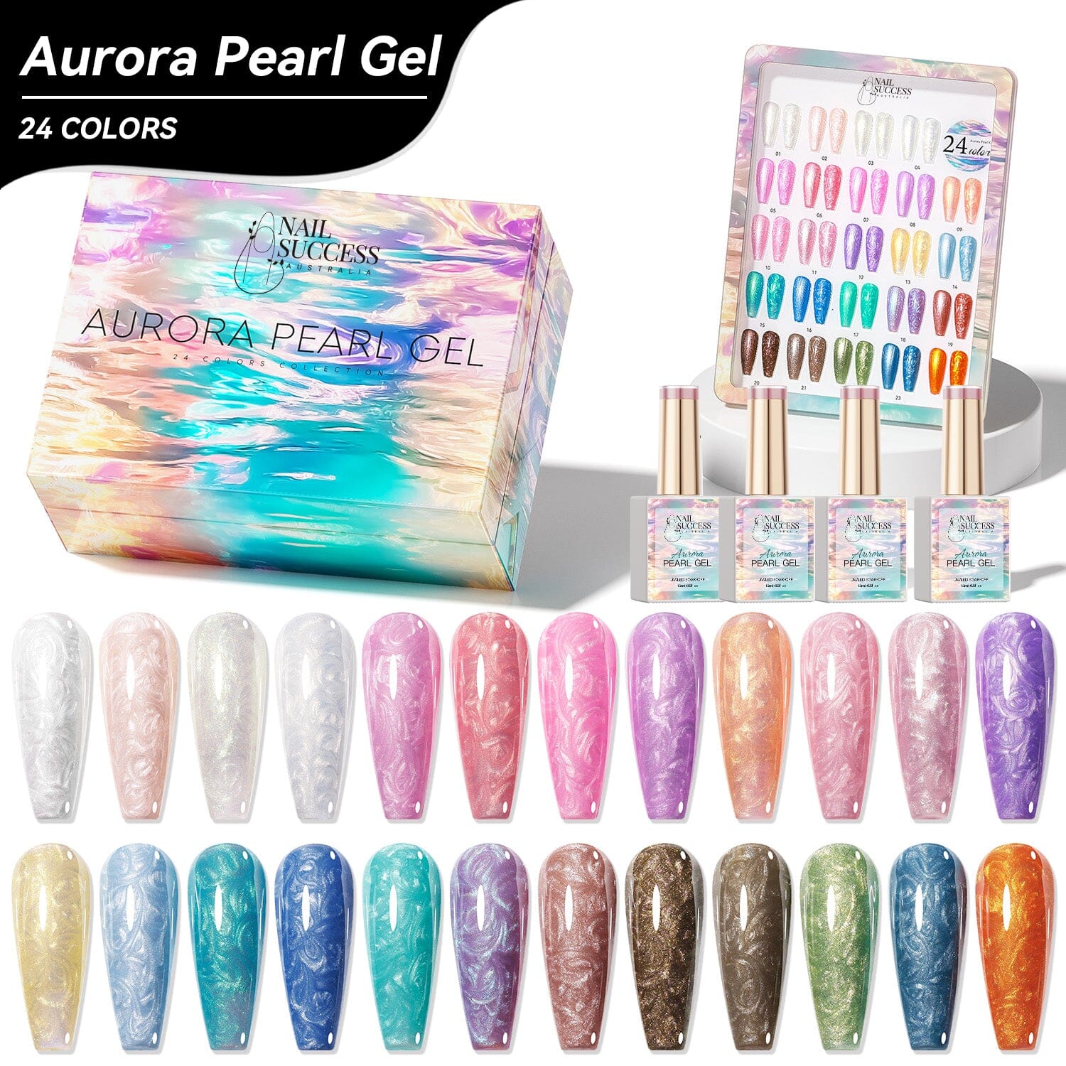 Aurora Pearl Gel Polish Kit - 24 Colours HEMA-Free