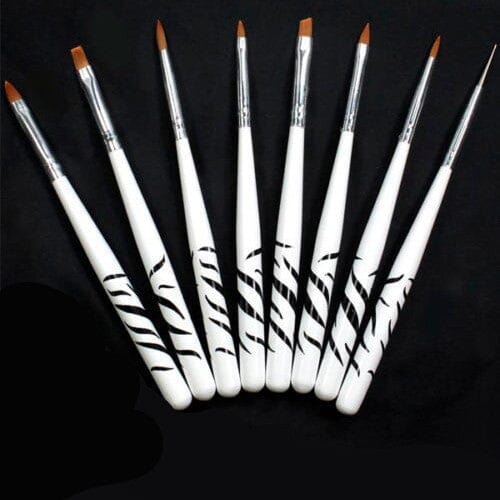 Brushes Nail Art Designs Set 8pcs - Zebra Short Handle - Image 3