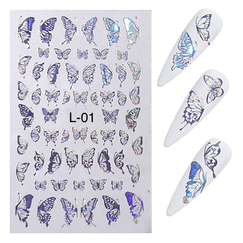 Butterfly Gold/Silver Holographic Nail Art Stickers - Image 4
