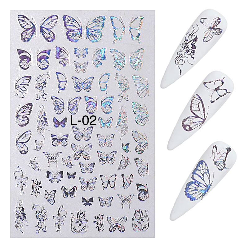 Butterfly Gold/Silver Holographic Nail Art Stickers - Image 6