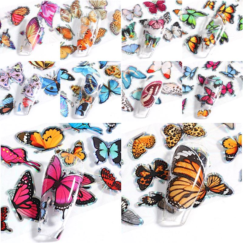 Butterfly Laser Nail Foil 10pcs - Image 4
