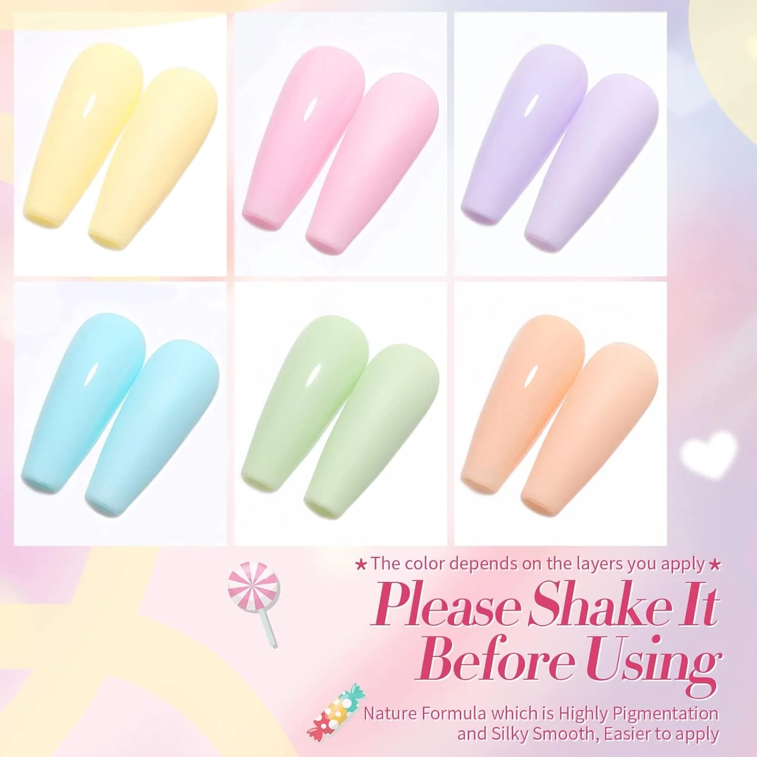 Candy Paradise - Gel Polish 6 Colour Set 7ml bottles - Image 3
