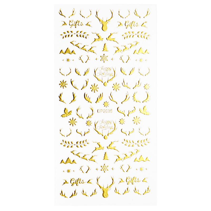 Christmas Gold and Fluorescent Nail Art Stickers - Image 12