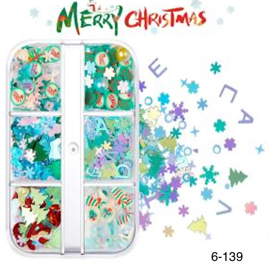 Christmas Nail Art Decoration (6-Grid Tray) - Image 10