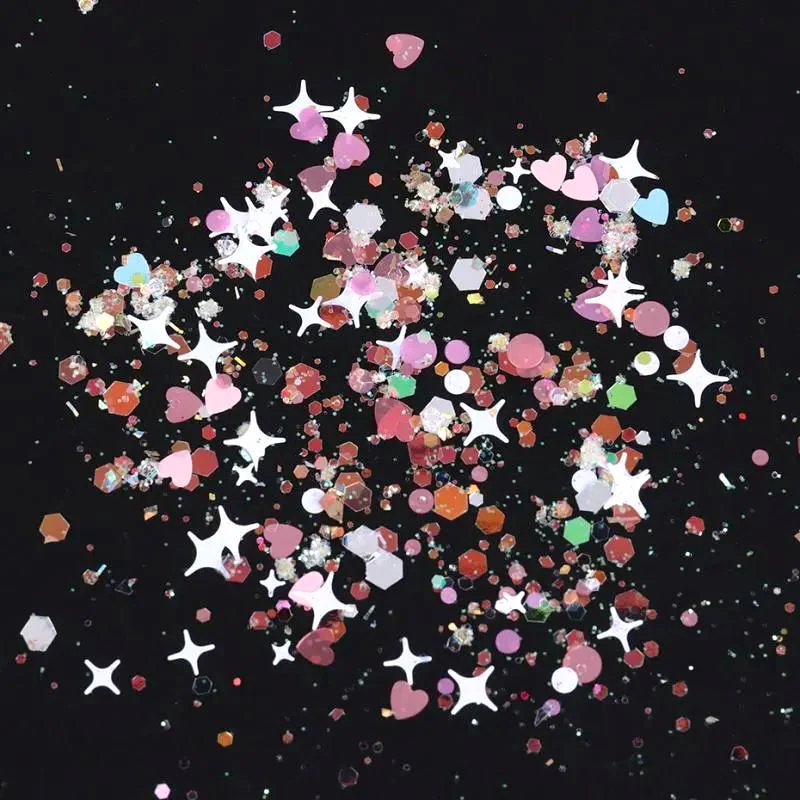 Colourful Holographic Nail Glitter Tray Pink Series - Image 5