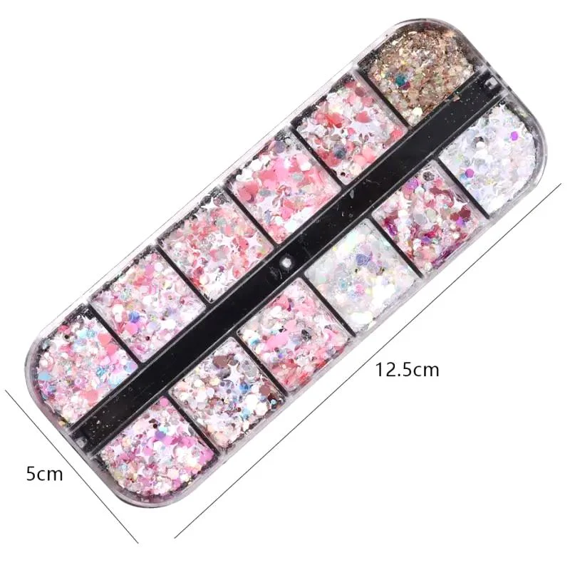 Colourful Holographic Nail Glitter Tray Pink Series - Image 6