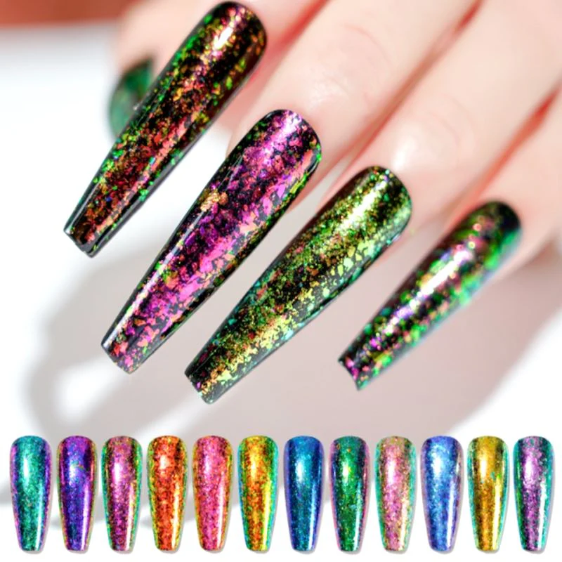 Colourful Nail Art Glitter Iridescent Flakes Sequins - Image 3