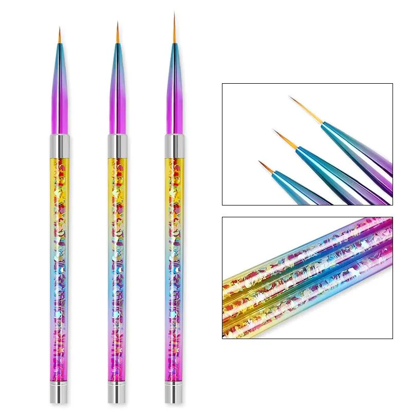 Colourful Nail Art Liner Brushes Set 3pcs - Image 2