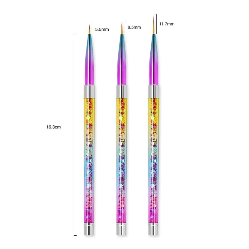 Colourful Nail Art Liner Brushes Set 3pcs - Image 3