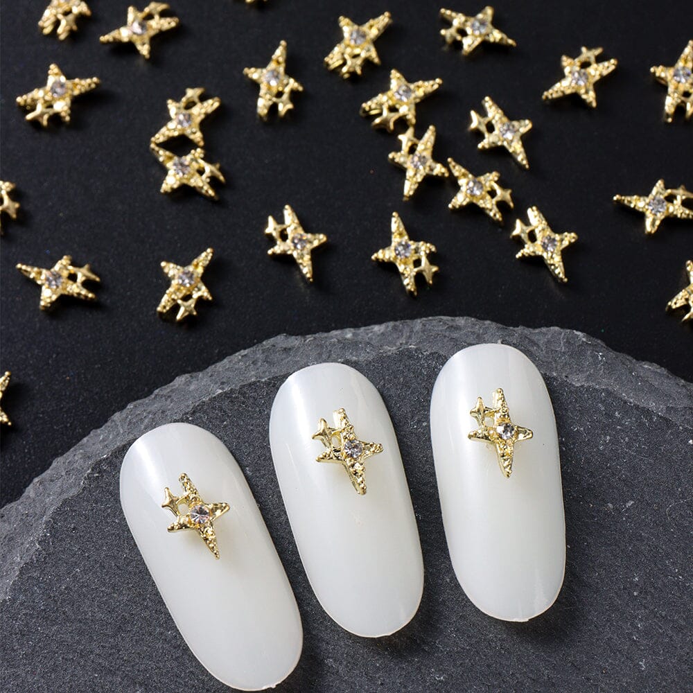 Cross Stars With Rhinestone Nail Art 3D Charms - Image 3