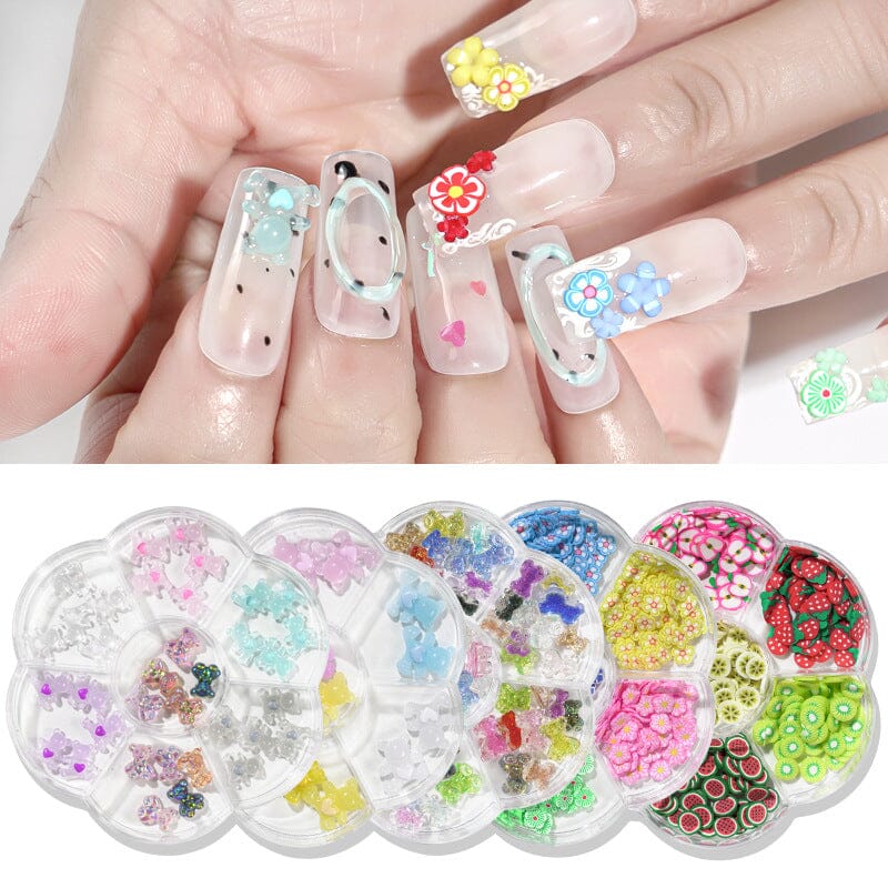 Crystal Cuddly Bear, Flowers and Fruits Nail Wheel