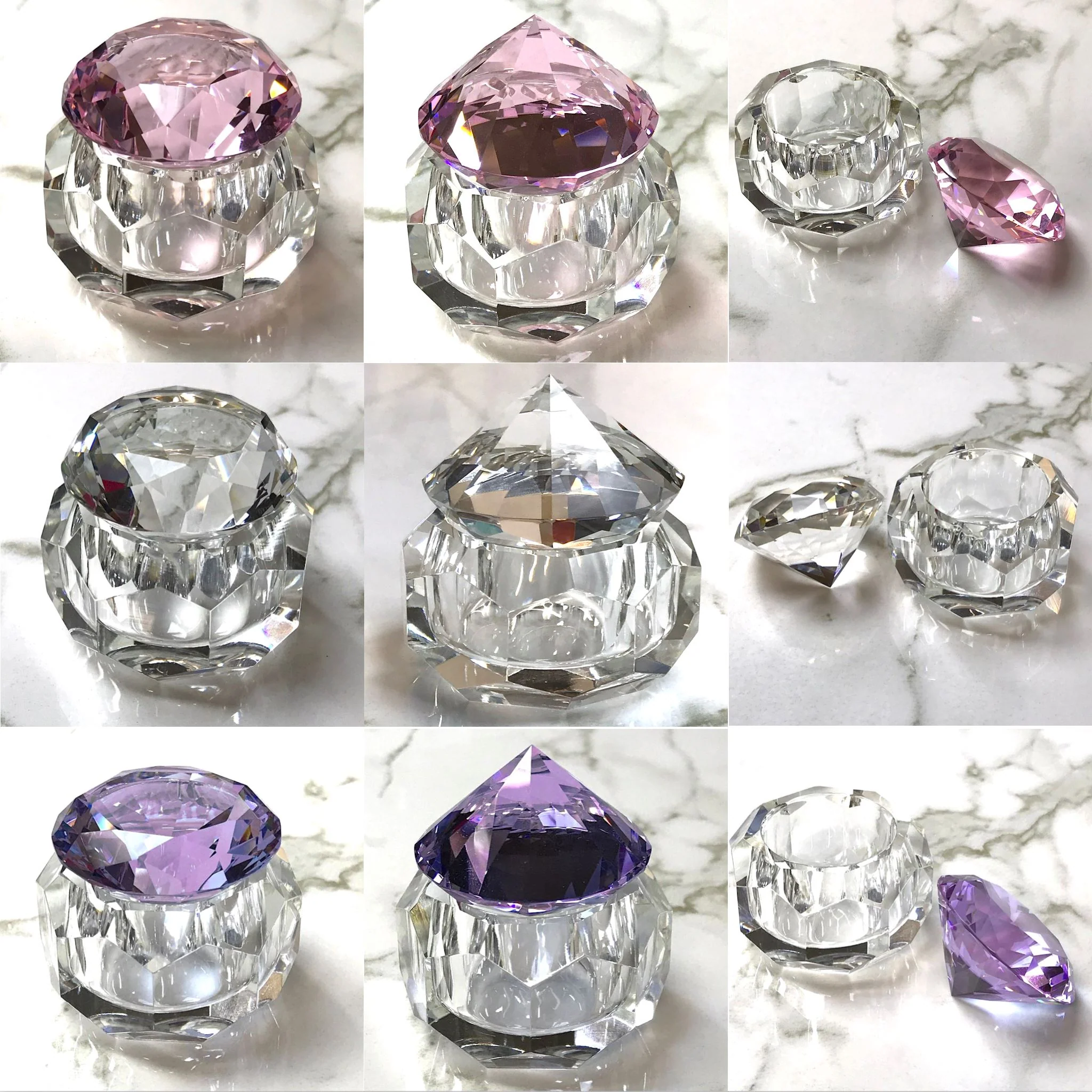 Crystal Glass Jar 50ml with Diamond Shape Stone