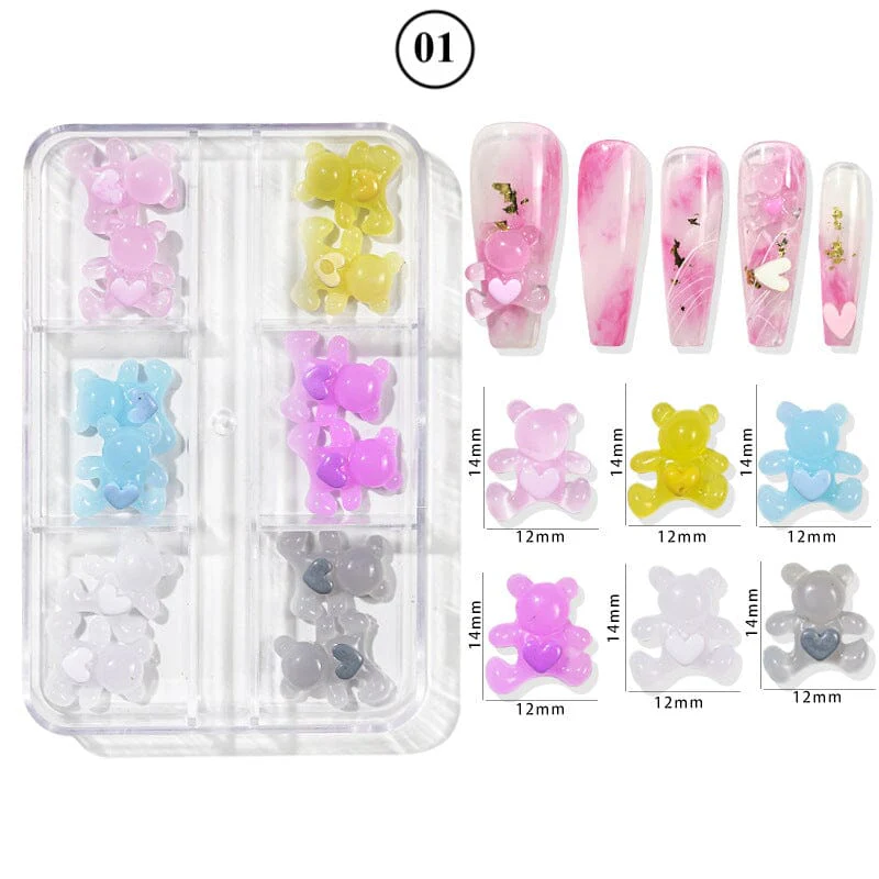 Crystal Love Bear Nail Art Tray 6 Colours - Image 4