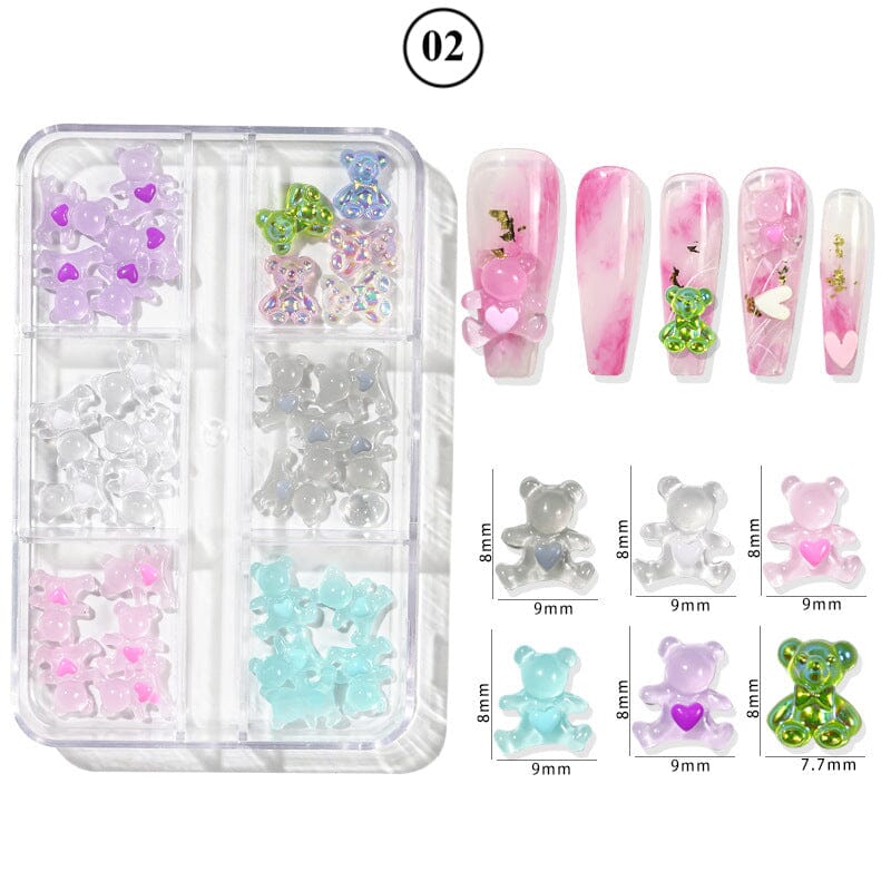 Crystal Love Bear Nail Art Tray 6 Colours - Image 5