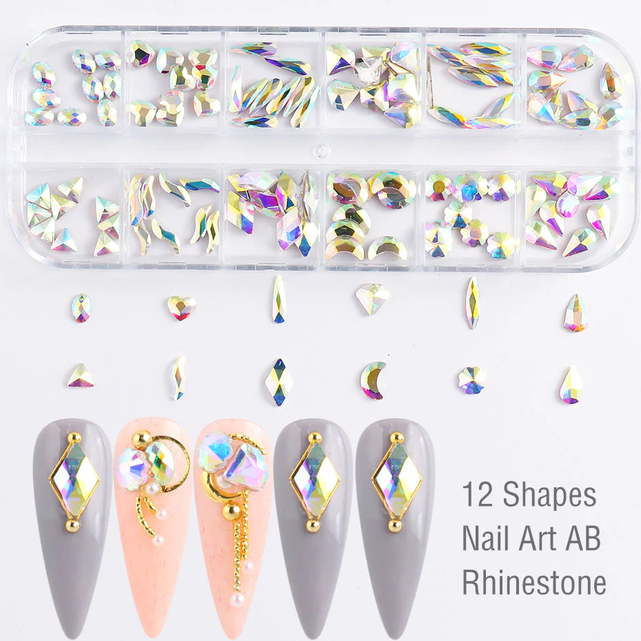 Crystal Mixed Shapes Nail Rhinestones Tray - Image 5