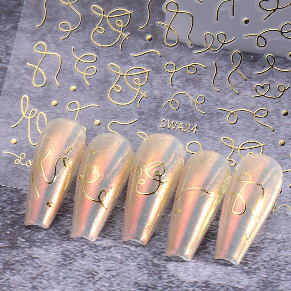 Curve Stripe Lines Nail Stickers - Image 3