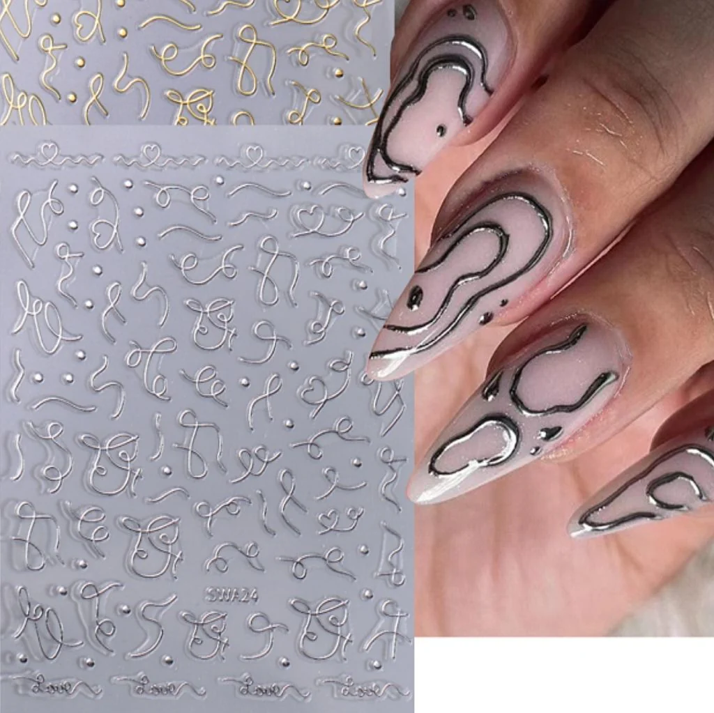 Curve Stripe Lines Nail Stickers - Image 7