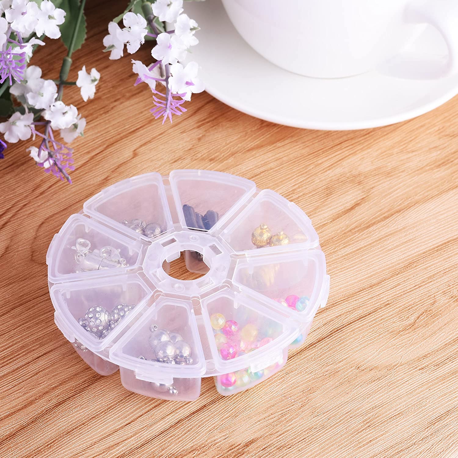 Empty Nail Art Storage ~ Round Box 8 Compartments - Image 2