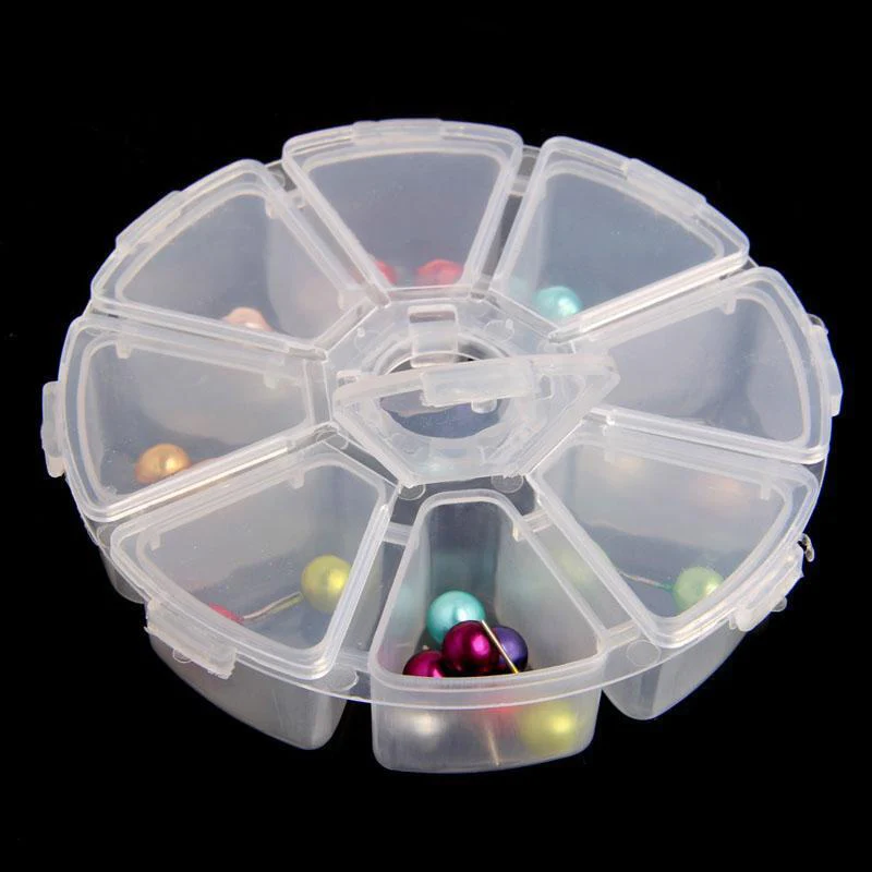 Empty Nail Art Storage ~ Round Box 8 Compartments - Image 3