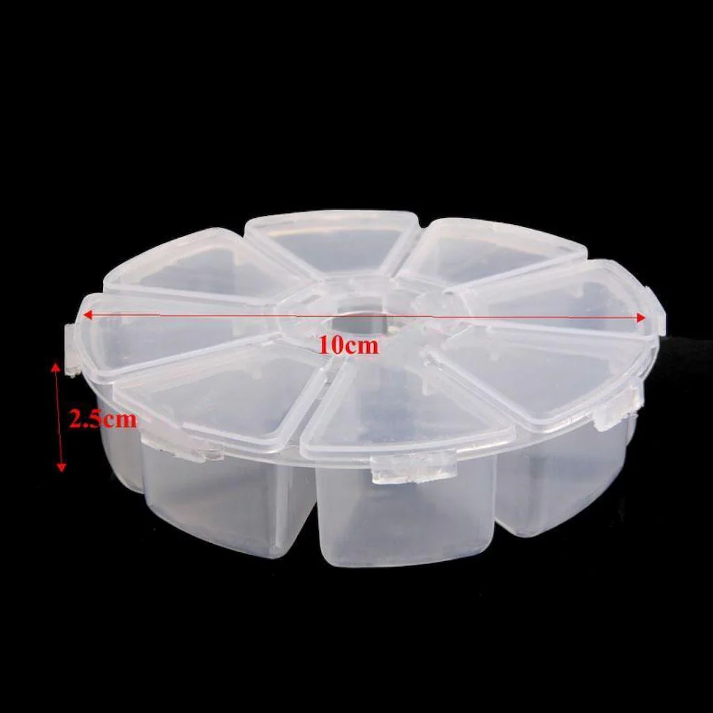 Empty Nail Art Storage ~ Round Box 8 Compartments - Image 4