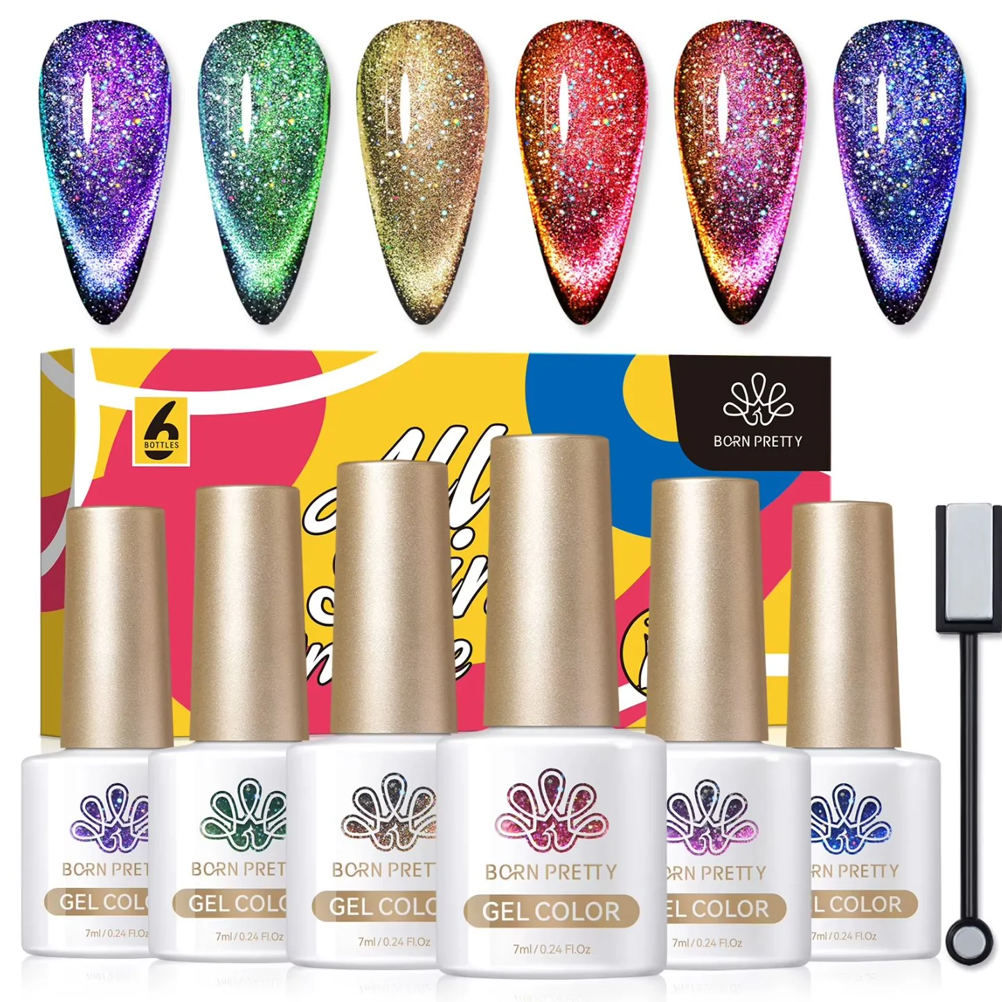 Holo Reflective Magnetic Series Gel Polish 6 Colours