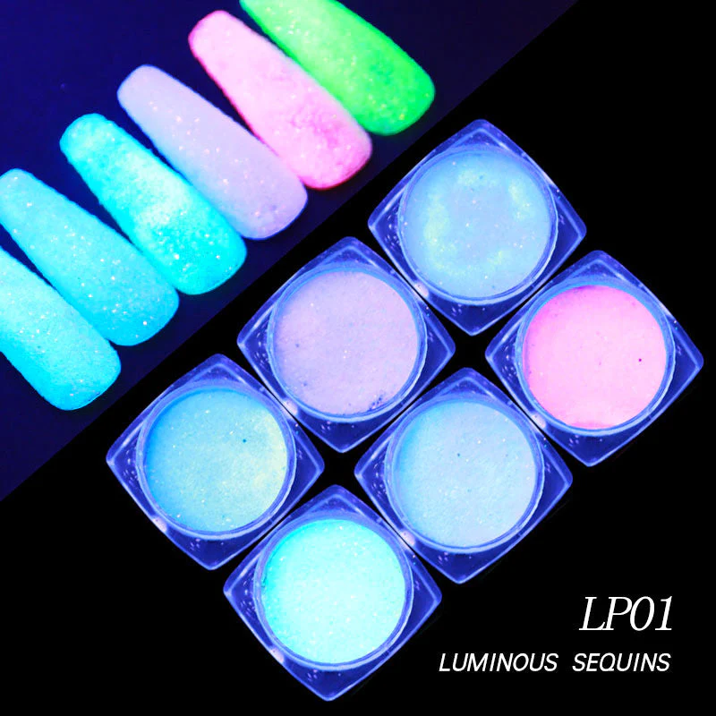 Glitter Laser Flakes Nail Art - Set 6pcs Jar - Image 5
